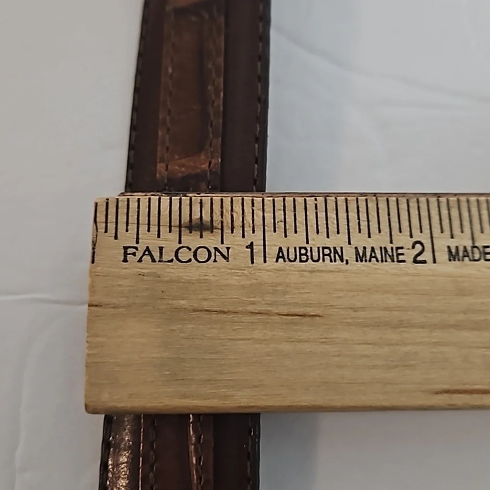 Brighton Vintage Leather Belt sz S Brown with Silvertone hardwear Pre-owned